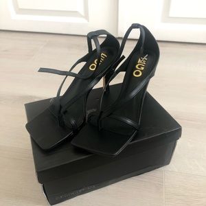 Size 5 (UK size 3) Black Square Toe Heels
